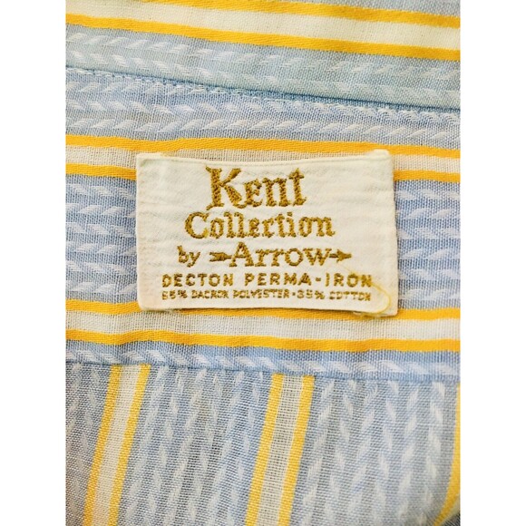 Vintage 60s Brocade Kent Arrow Perma Dagger Collar Striped Button-Down Shirt - Picture 1 of 7